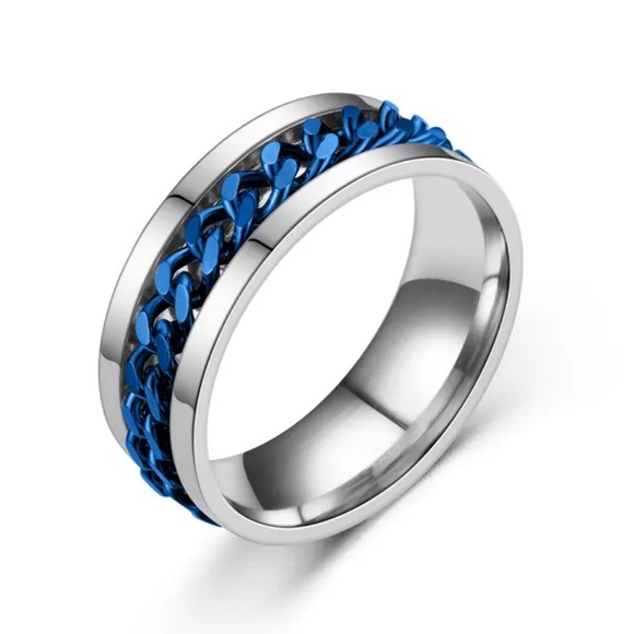 NWT Men's Stainless Steel Chain Spinner Ring - Picture 2 of 7